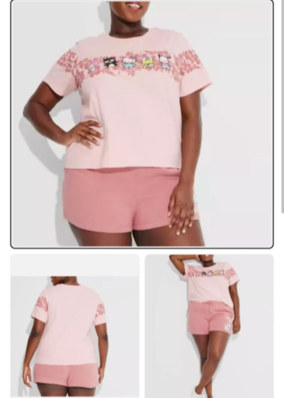 HELLO KITTY Pink Surfer Skimmer Short Sleeve Graphic T-Shirt Large Kidcore